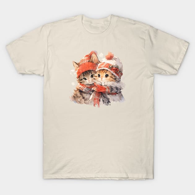 Cute Christmas Cats Winter Hats T-Shirt by nekopaffu